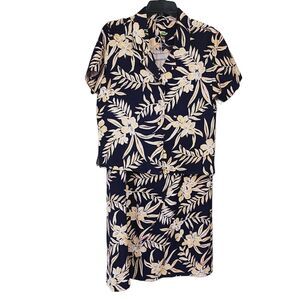 Pusser's West Indies silk Tropical shirt & wrap skirt Sz S